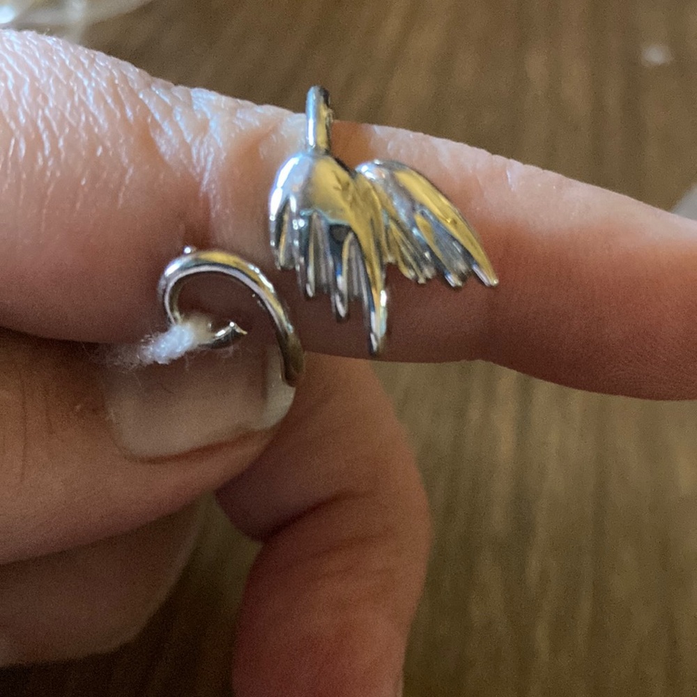 Silver tone Dragon wing ring